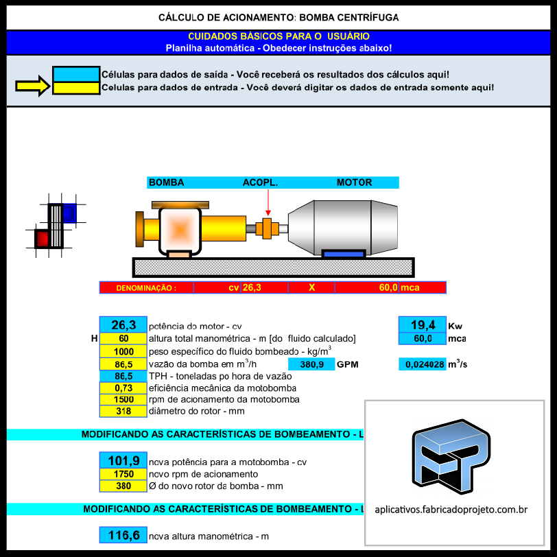 Aplicativos FP N3: Planilha para Cálculo Bomba Centrífuga